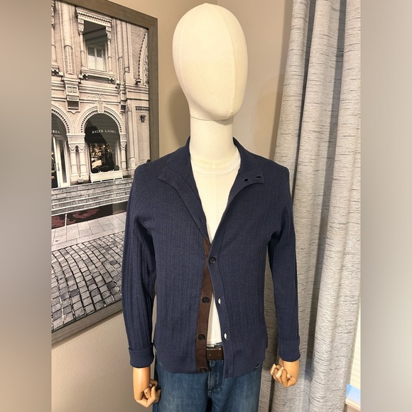 Canali Suede Elbow Patch Button-Up Cardigan - Picture 3 of 6